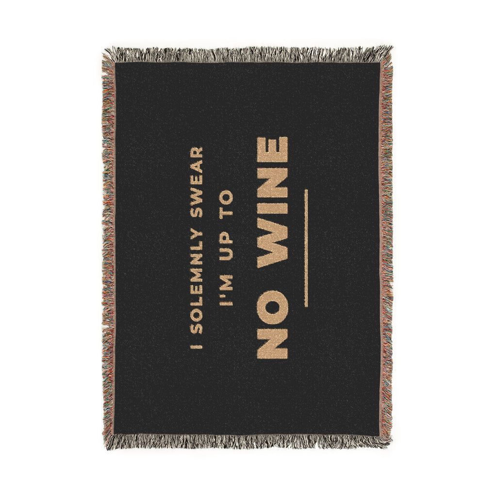 I Solemnly Swear I'm Up to No Wine woven blanket, shown vertically with the full design visible