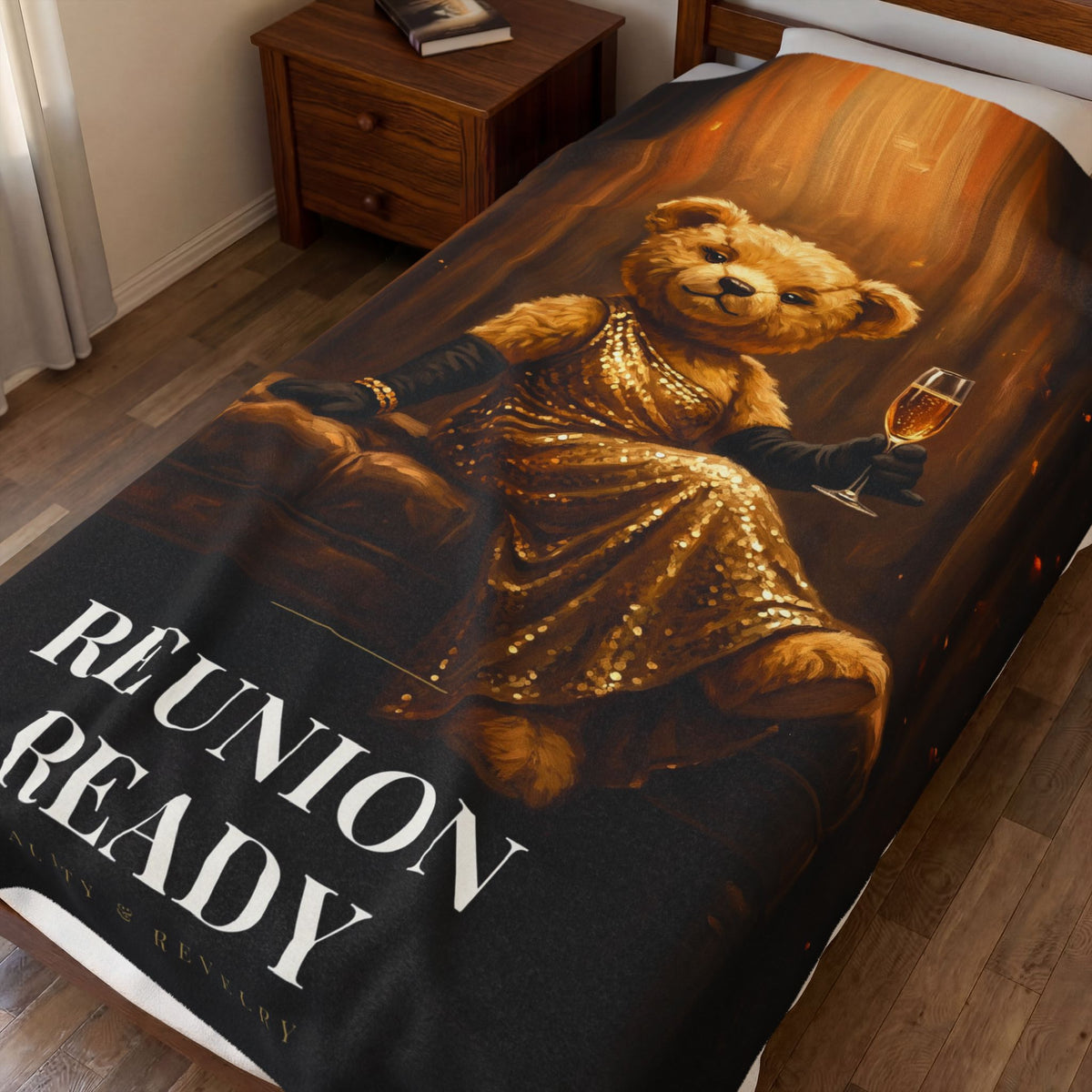 Reunion Ready Throw Blanket: Plush Velveteen Bear Art
