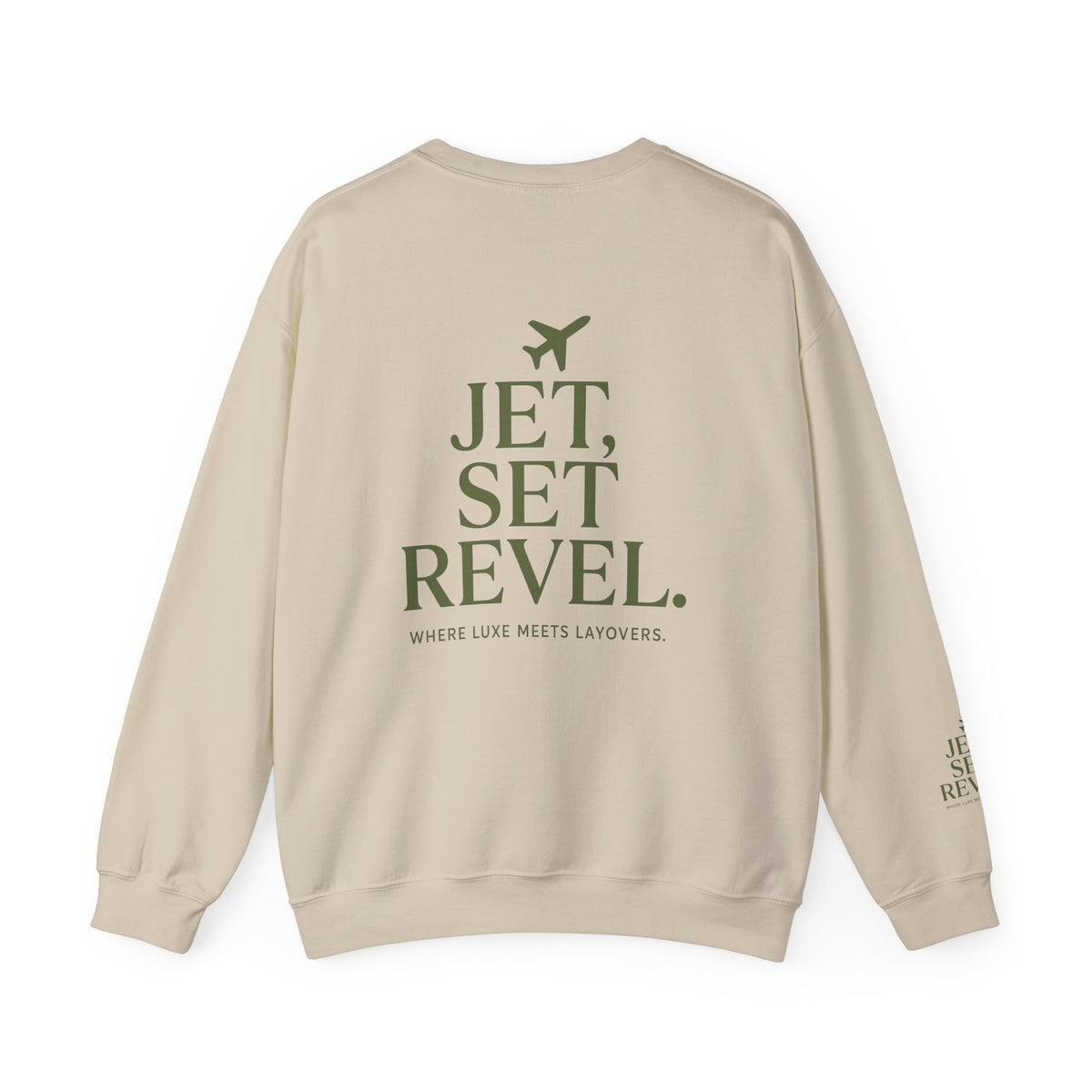 Jet Set Revel Crewneck Sweatshirt | Travel Typography, Airplane Graphic