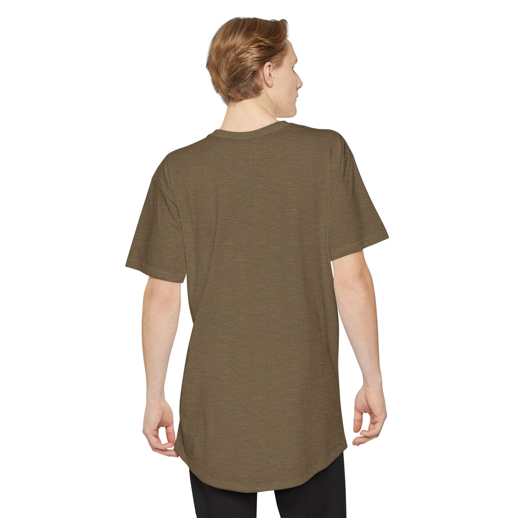 #1 Dad in the Crew tee in Heather Olive, worn by a model, back