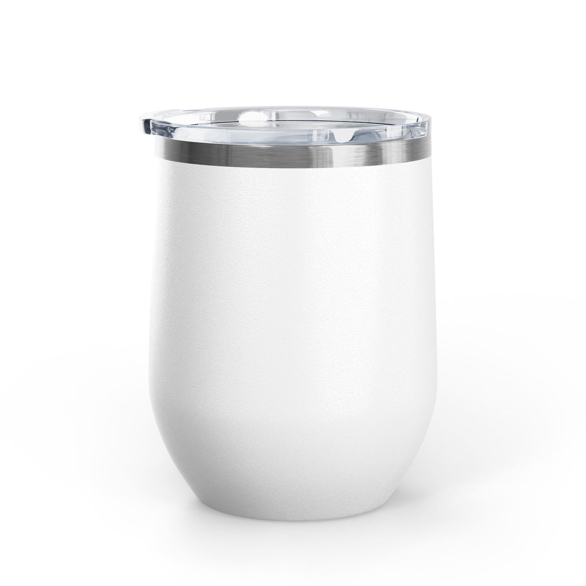 High Taste Low Tolerance insulated wine tumbler, twelve ounce stainless steel with cream and gold lettering, detail of the lettering