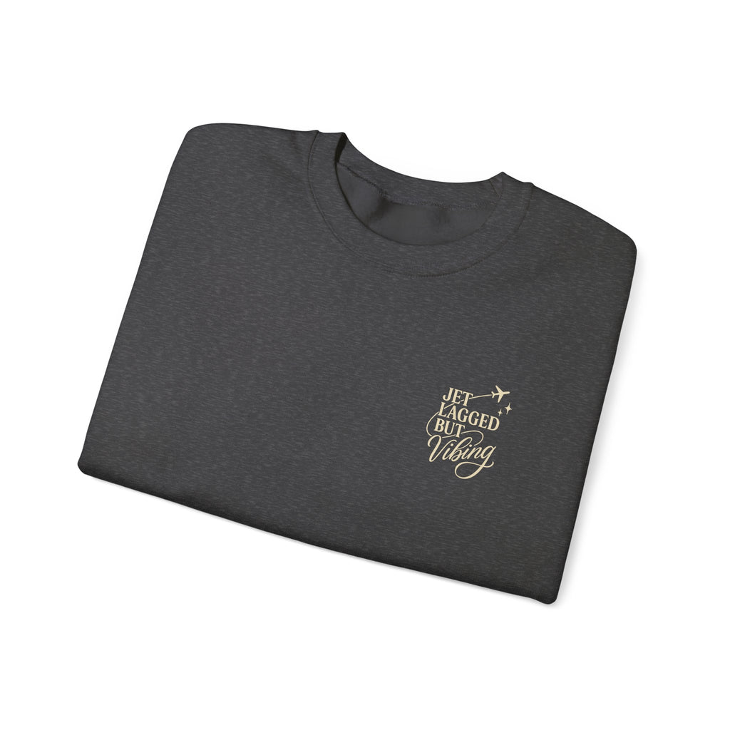 Jet Set Revel Crewneck Sweatshirt | Travel Typography, Airplane Graphic