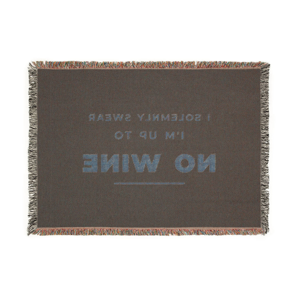 I Solemnly Swear I'm Up to No Wine woven blanket, reversible back view with the design woven in reverse