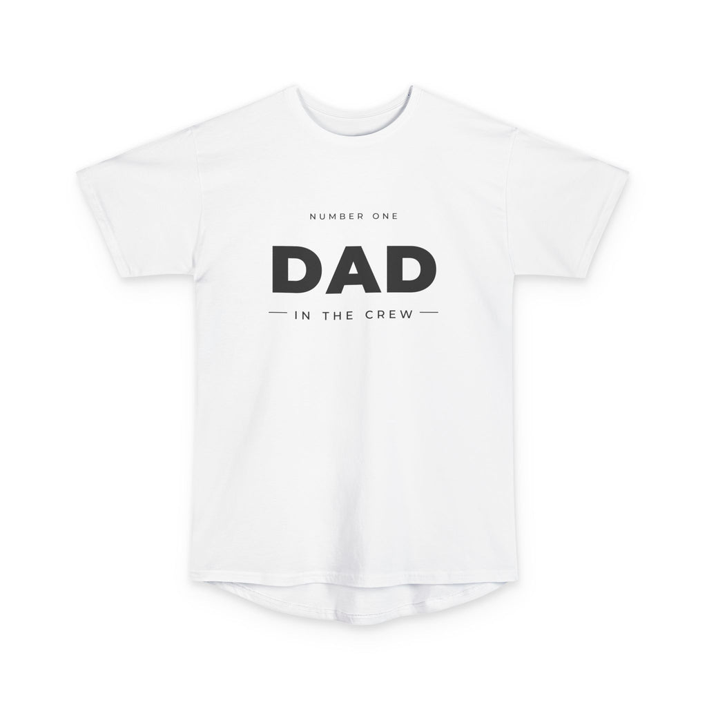 #1 Dad in the Crew tee in White, flat front view showing the chest print