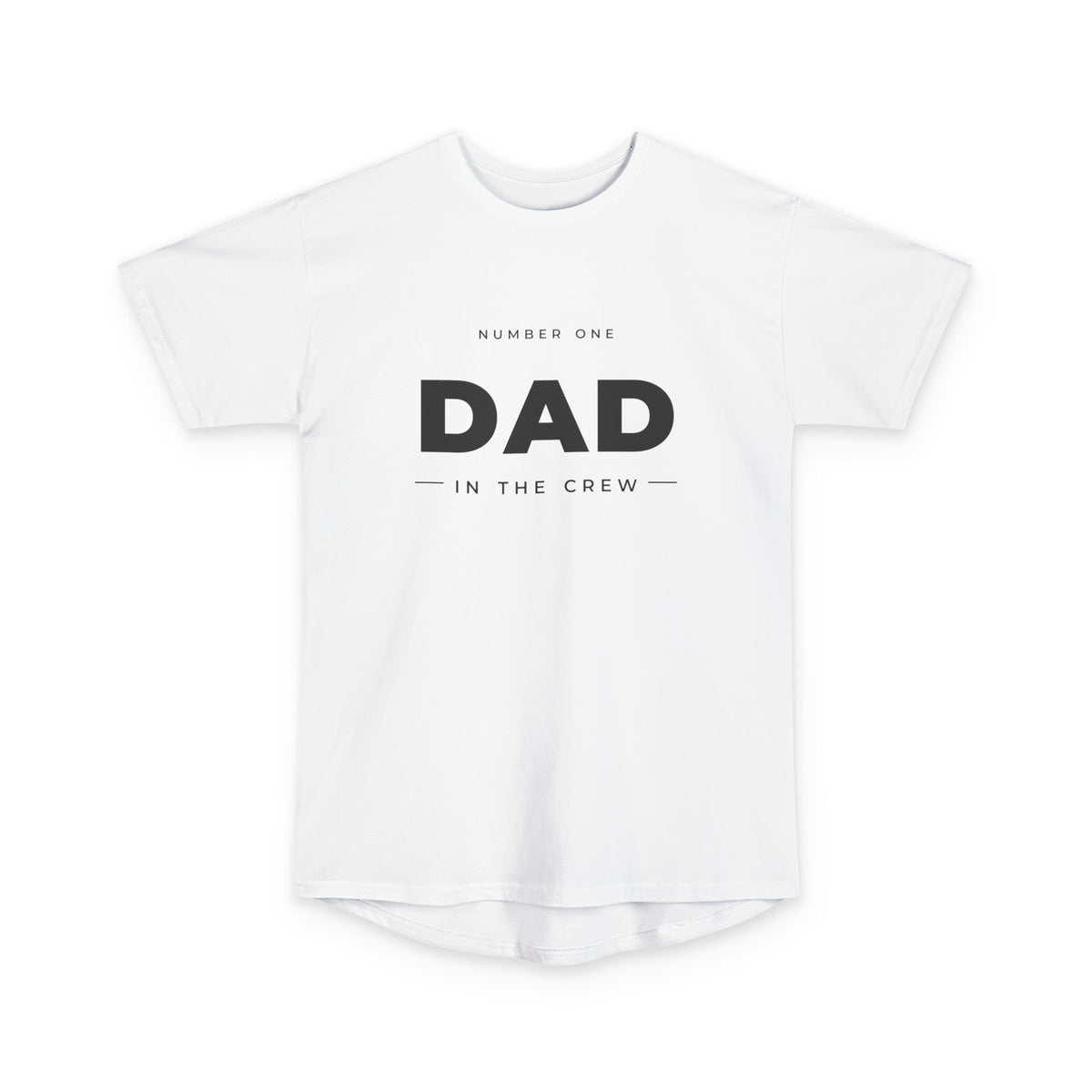 #1 Dad in the Crew tee in White, flat front view showing the chest print