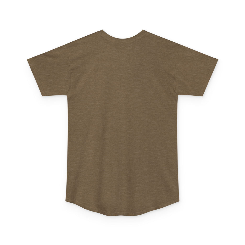 #1 Dad in the Crew tee in Heather Olive, flat back view, no print