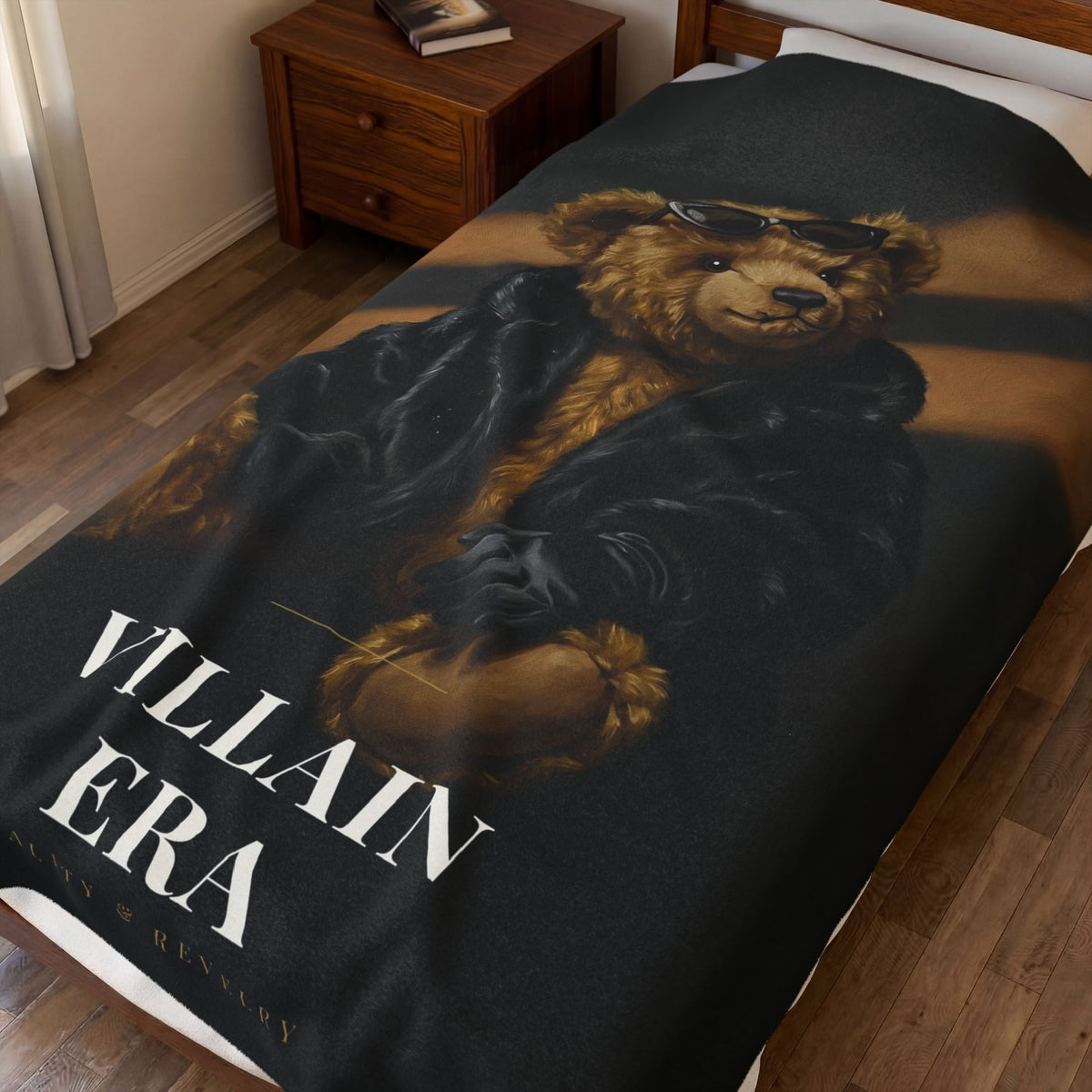 Villain Era Throw Blanket: Plush Velveteen Bear Art