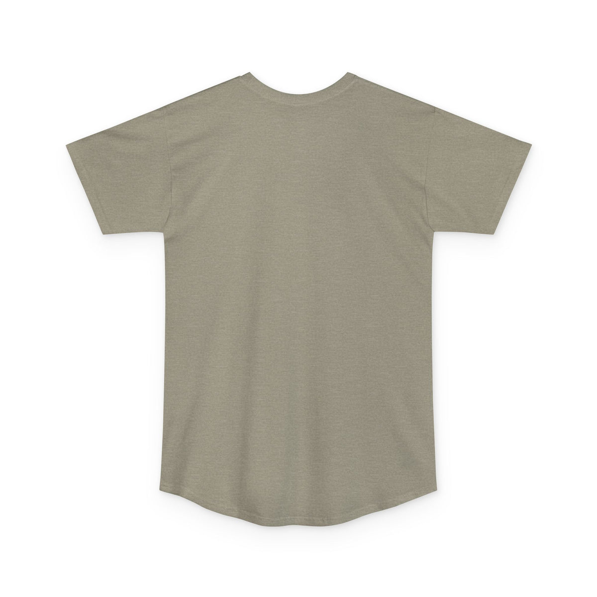 #1 Dad in the Crew tee in Heather Stone, flat back view, no print