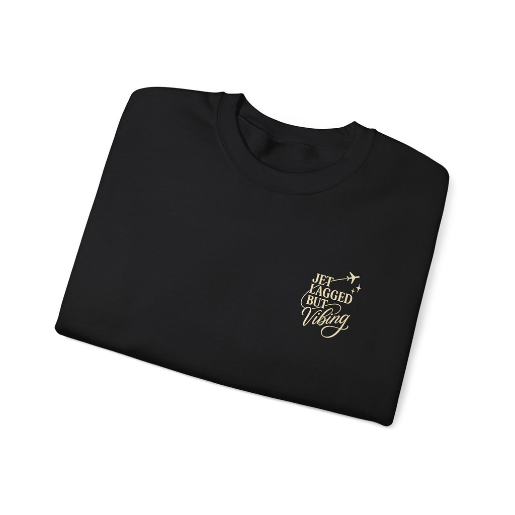 Jet Set Revel Crewneck Sweatshirt | Travel Typography, Airplane Graphic