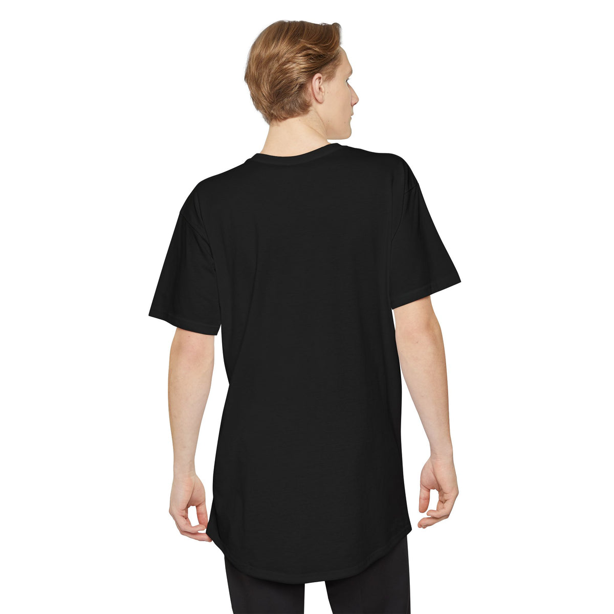 #1 Dad in the Crew tee in Black, worn by a model, back