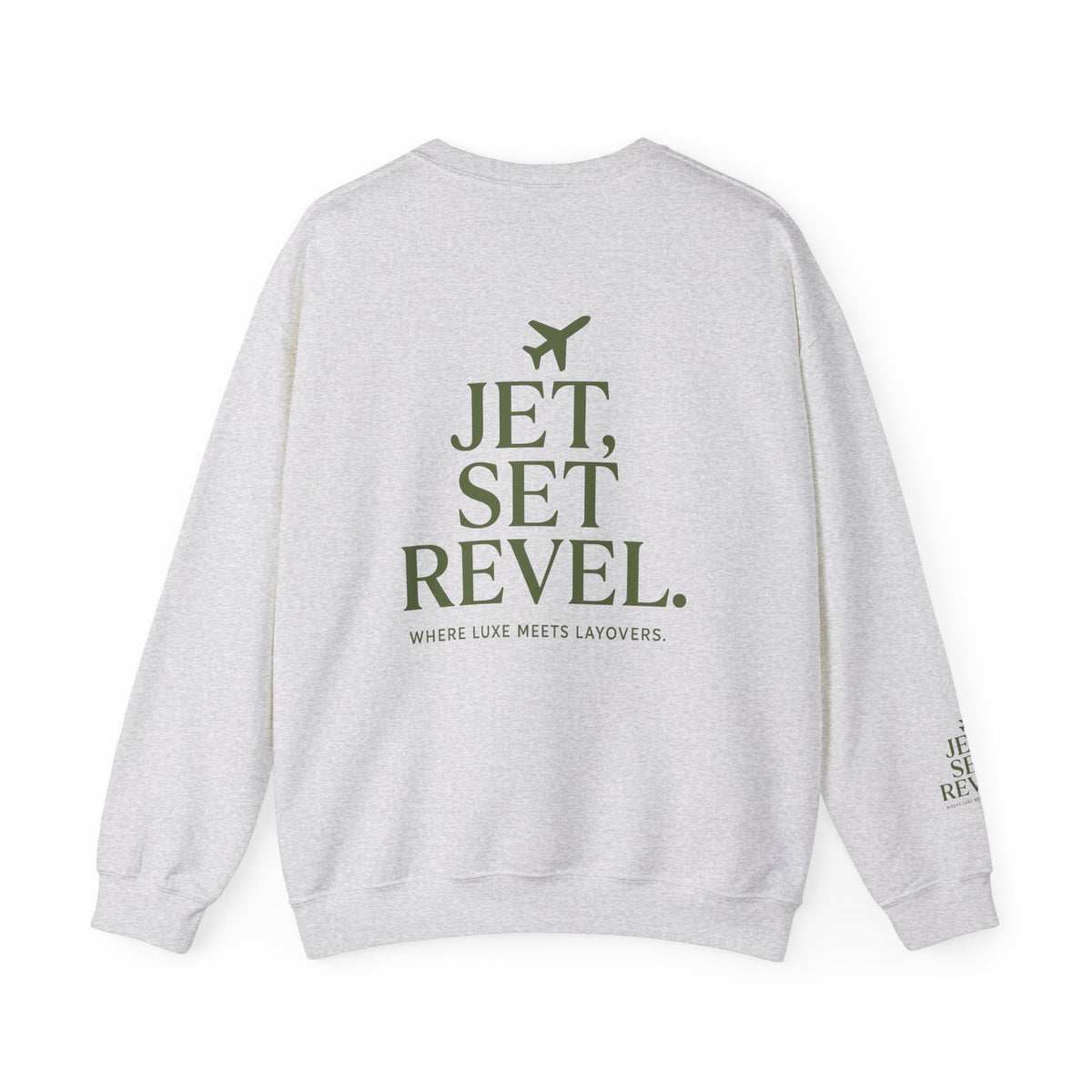 Jet Set Revel Crewneck Sweatshirt | Travel Typography, Airplane Graphic