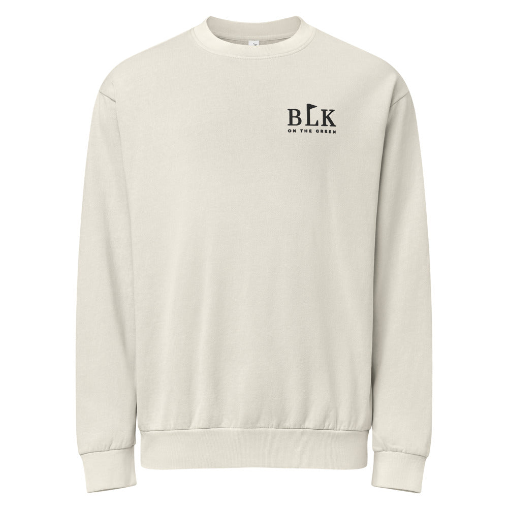 The Nineteenth Hole Sweatshirt in Lunar Rock with the BLK on the Green mark embroidered in black