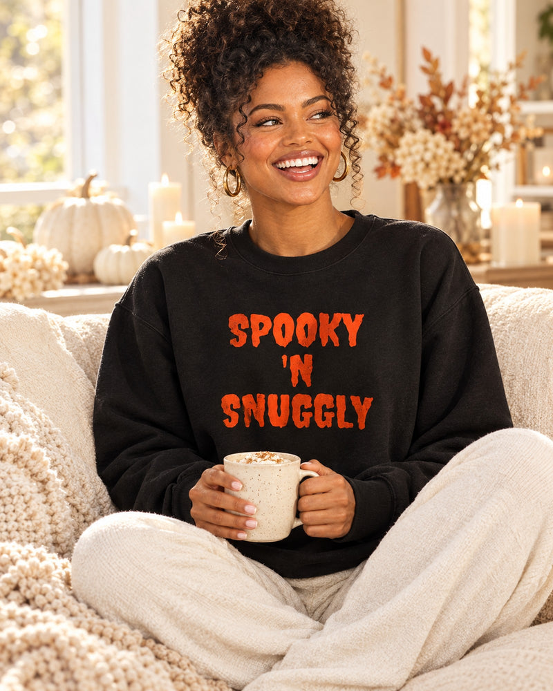 Lifestyle photo of the Spooky and Snuggly Crewneck
