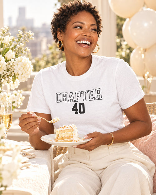 Lifestyle photo of the Chapter 40 Birthday Tee
