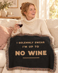 Lifestyle photo of the I Solemnly Swear I'm Up to No Wine Woven Blanket
