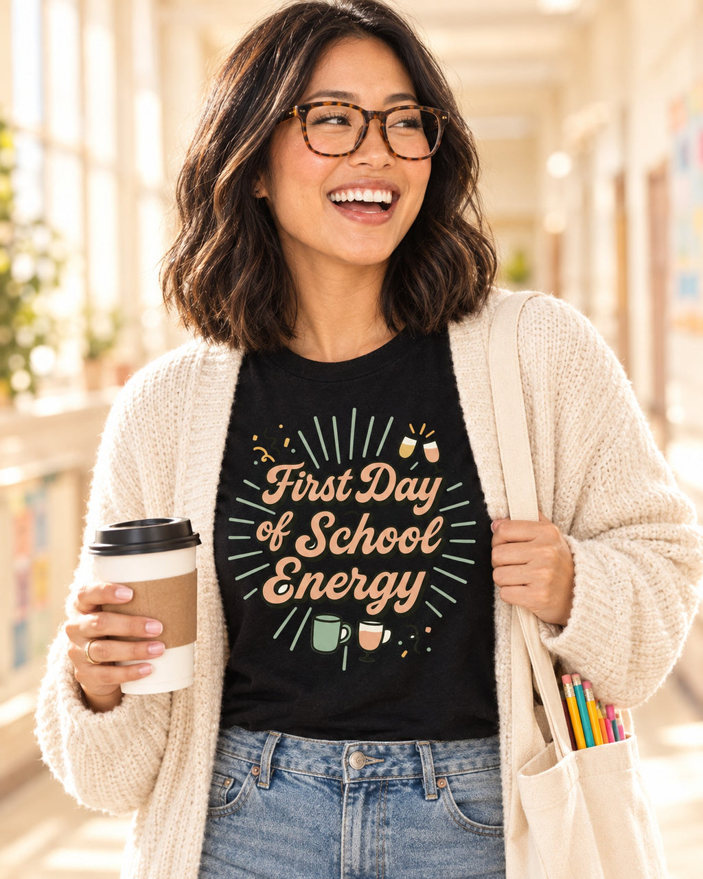 Lifestyle photo of the First Day of School Energy Tee